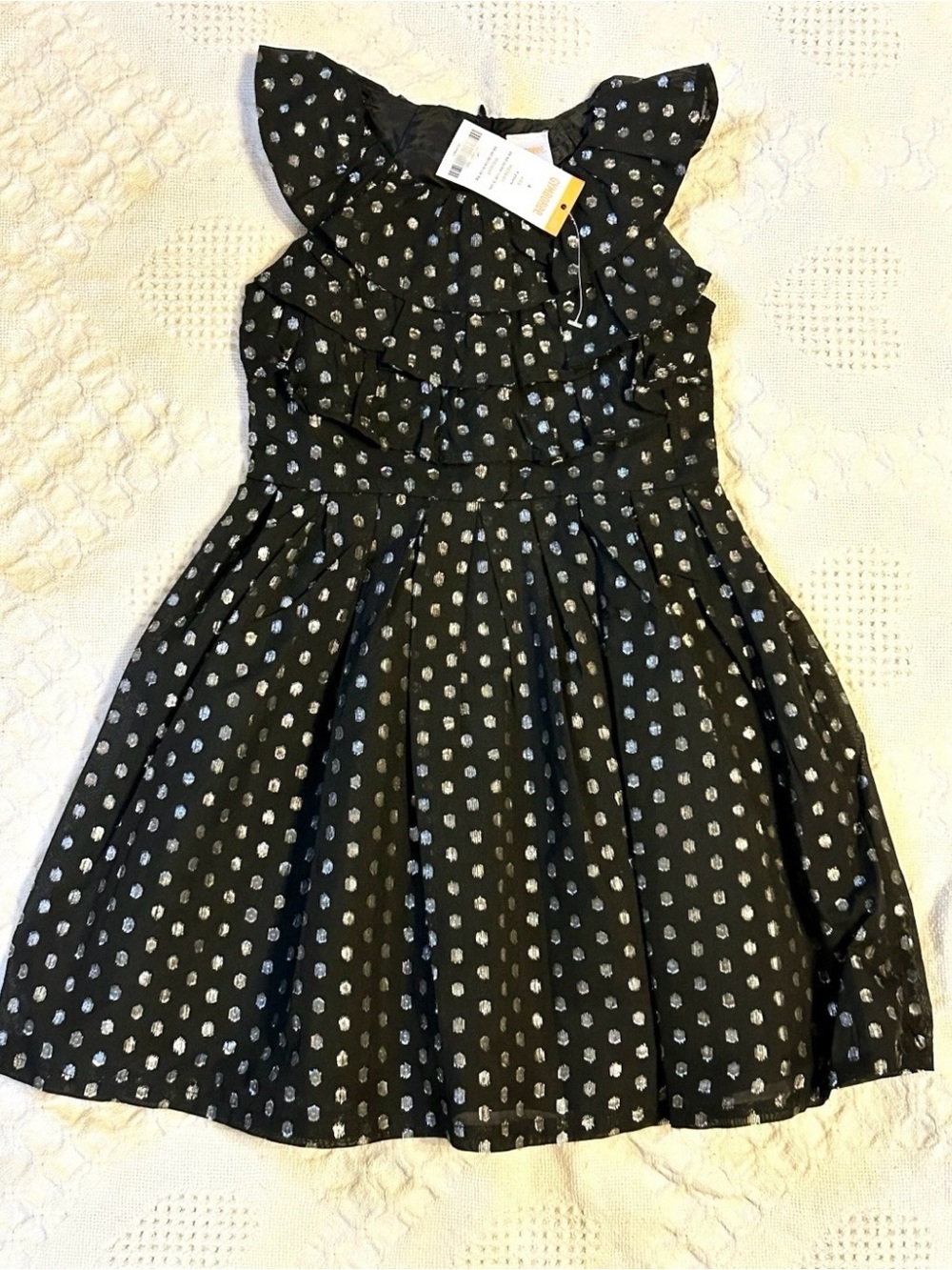 Gymboree Girls Black Silver Metallic Polka Dot Dress Size 4 NWT Holiday Party